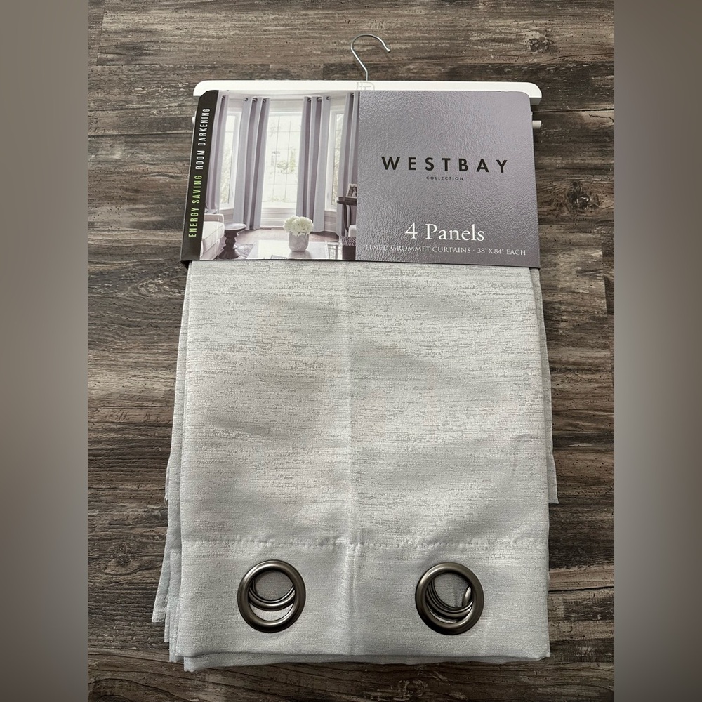Westbay Collection Silver Lined Grommet Curtains - 4 Panels 38”x84